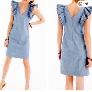 J. Crew - Chambray Dress with Ruffle Sleeves